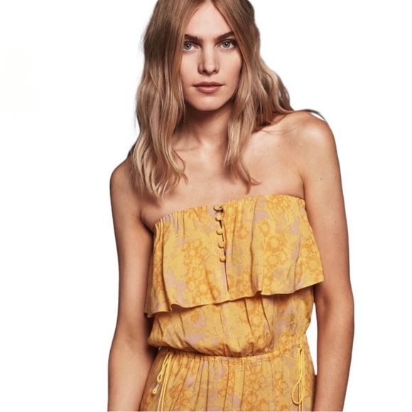 Free People Rays of Gold Strapless Jumpsuit XS - Picture 2 of 10